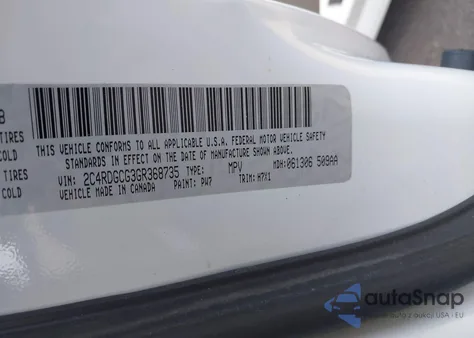 2016 Dodge Grand Caravan Sxt from USA, damaged, VIN 2C4RDGCG3GR368735